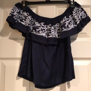 Charlotte Russe off the shoulder Navy top size XS
